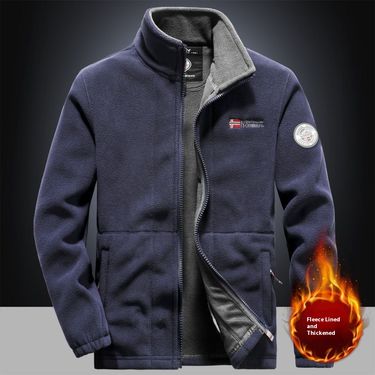 Men's Heavyweight Fleece Jacket - Windproof Winter Coat With Relaxed Fit, Available In Plus Sizes (Black, Navy, Charcoal, Khaki, Red)_voghion.com