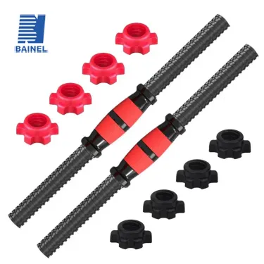 1Pair 35CM Bar Barbell Bars Dumbbell Connecting Steel Tube Non-Slip Grip Surfaces Standard with Spinlock Collars_voghion.com