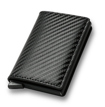 New Men Credit Card Holder RFID Blocking Microfiber Leather Magnetic Closure Pop Up Card Wallet With ID Window And Coin Pocket_voghion.com