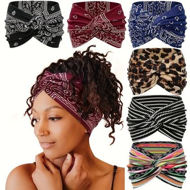 Amazon Cross Border New Ultra Wide Edge Women's Elastic Knotted Cross Yoga Sports Elastic Hair Accessories Headband_voghion.com