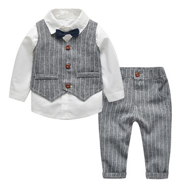 children's suits and dresses, boys' long-sleeved shirts, vests and trousers suits, baby boys' gentleman's bow tie suits_voghion.com