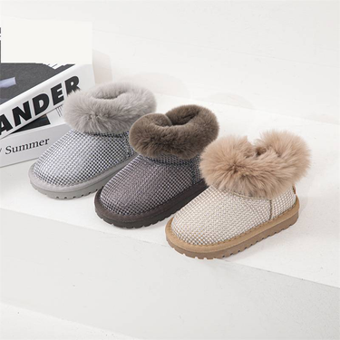 Children's Shoes Winter Girls Furry Snow Boots Princess Thick Warm Cotton Boots_voghion.com