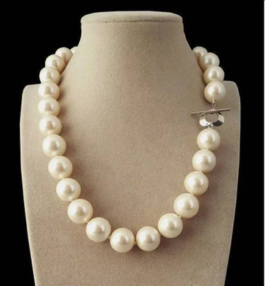 Long 18" Huge 14mm Genuine White South Sea Shell Pearl Necklace _ipsvogv.com