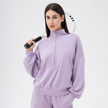 Women's Clothing Yoga Wear Sports Sweater Women's Modal Air Layer Loose Stand Collar Running Fitness Casual Tops_voghion.com