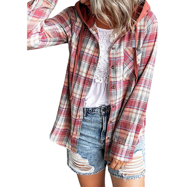 Women's Clothing autumn and winter new hooded sweatshirt buttoned casual shirt jacket_viptrois.com