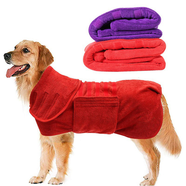 Pet bathrobe dog bath towel super absorbent big dog thickened 420G bathrobe quick-drying fiber bath towel pet supplies_viptrois.com