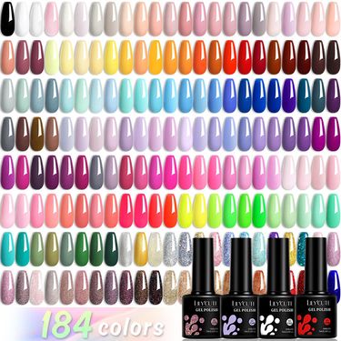 LILYCUTE 184 Colors Nail Polish Gel Full Set - Trendy Shades, Solid & Glitter Gels, Professional Nail Art Kit_voghion.com