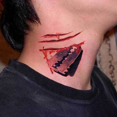 A whole set of Halloween tattoo stickers Scary scar tattoos face stickers_voghion.com