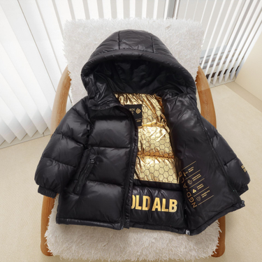 Kids' Thermal Winter Jacket With Feather-Like Insulation - Lightweight, Warm & Stylish Unisex Outerwear For Boys & Girls (Black/New Black/Cream)_voghion.com