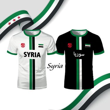 Syria Football T-Shirt Summer Sports Breathable Quick-drying Men's Tops Syrian Flag Map Print Short Sleeve Jersey Kid's Clothes_voghion.com