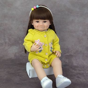 22Inch 55CM XiaoXiao Doll Reborn Baby Dolls Accessories with Brown Hair Girl Playing House Toys Birthday Gift_voghion.com