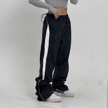 Men's Streetwear Casual Pants – Contrast Stitching Loose Fit Elastic Waist Trousers (S-XXL)_ecoleips.com