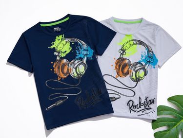 Kids Clothing Boys' elastic outdoor quick-drying headphones colorful printed children's T-shirts half-sleeves big children's loose sweatshirts_voghion.com