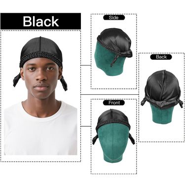 New Hip Hop Cap, Thickened Satin Silk Long Tail Dreadlocks Pirate Hat Durag_voghion.com