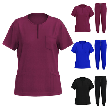 Women Hand Washing Clothes For Elastic Quick Drying Nurse Clothes Split Suits Round Neck Doctor Clothes Hand Washing Clothes_voghion.com
