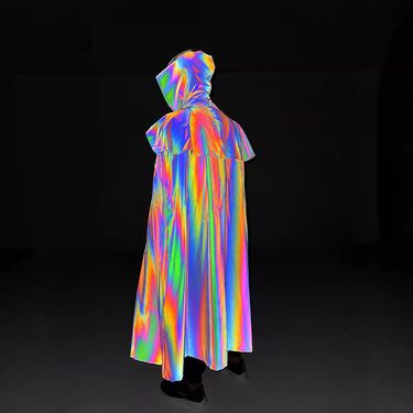 Men's Clothing new colorful reflective cloak party medieval hooded cloak Gothic luminous windbreaker_voghion.com