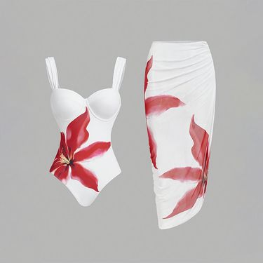 Women 2025 New Style Positioning Printed Sexy Beach Skirt Bikini Hot Spring Swimsuit Set_voghion.com