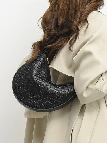 Underarm bag Korean version 2024 new trendy and fashionable bag women's retro woven zipper crescent bag minimalist handbag_voghion.com
