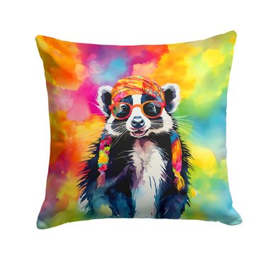 NEW Hippie Animal Skunk Throw Pillow Machine Washable, Indoor Outdoor Decorative Pillow for Couch, Bed or Patio, 14Hx14W_voghion.com