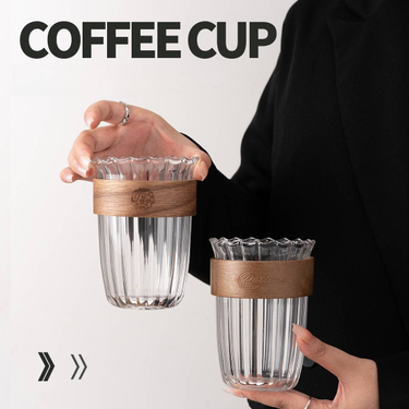 Handmade Ribbed Glass Coffee Cup - Latte & Milk Tea Cup With Gift Box_voghion.com