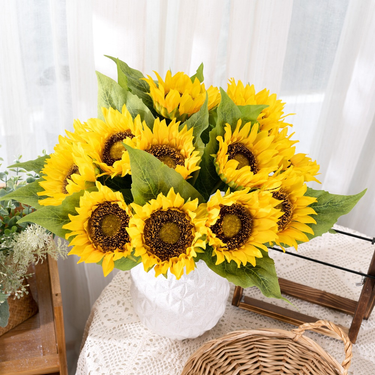INS Hoshimuna sunflower branches artificial flowers home decoration bouquet roses wall artificial flowers cross-border MW22100_voghion.com