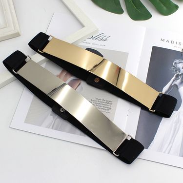 Women's temperament decorative dress elastic belt Joker waist elastic waist seal metal iron belt a generation of hair_voghion.com