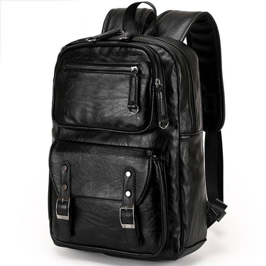 Leather travel men's backpack, casual business backpack, large capacity student backpack, computer men's bag_voghion.com