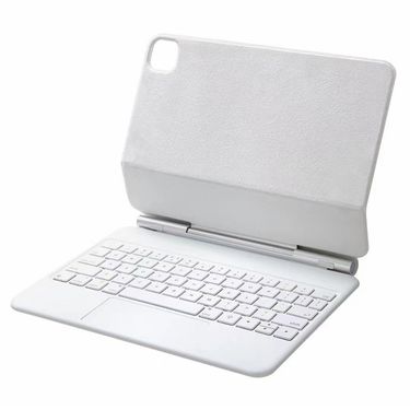 For iPad Air 5 / 4 10.9 inch P10 Bluetooth Keyboard Leather Case with Touch Pad(White)_voghion.com