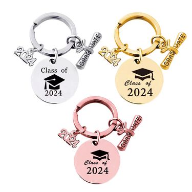 2024 Graduation Season Stainless Steel Engraved Metal Keychain as a Commemorative Gift for Classmates and Teachers_voghion.com