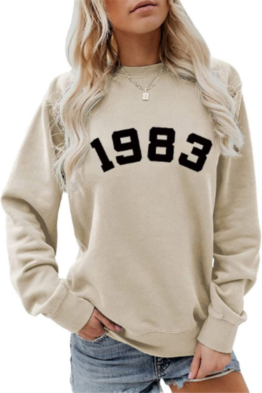Women's long sleeve loose printed sweatshirt _voghion.com