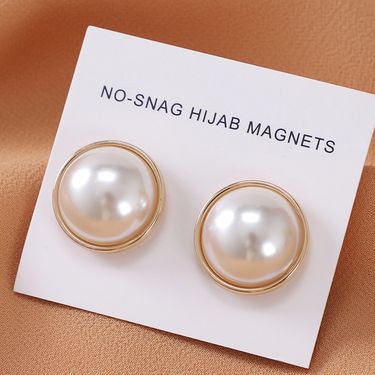 Elegant Pearl Magnetic Hijab Scarf Clips Set (4 Pairs) - Gold, Black & White For Women, Secure & Stylish Headwear Accessories_voghion.com