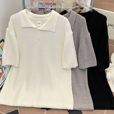 Men's Cooling Knit Polo Shirt – Summer Breathable Short-Sleeve T-Shirt (Moisture-Wicking, Anti-Static, Minimalist Design, S-XXXL)_voghion.com