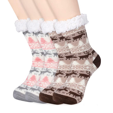 Christmas floor adult women's snow home sleeping slippers, leg covers, carpet socks, anti slip_voghion.com