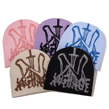 VOOTHOST Men Women Knitted Hat Beanies Goth Tooth Caps Y2k Streetwear Winter Fashion Pullover Vintage Warm Hip Hop Hats Unisex VB166_voghion.com