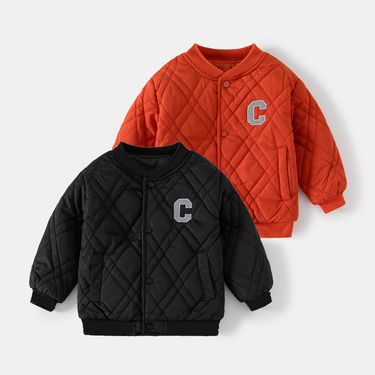 Boys' C Letter Cotton-padded Coat Children's Thickened Zipper Coat Baby Winter V-neck Cotton-padded Coat Tide_voghion.com