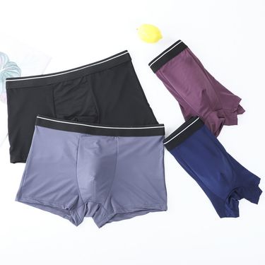 New Ice Silk Men's Underwear Graphene Crotch Thin Ice Silk Underwear Men's Mid Waist Boxer Briefs Large Size Boxer Briefs_voghion.com