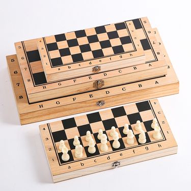 Wooden 3-in-1 Folding Chessboard Children's Puzzle Toy Chess And Card Entertainment Board Game_voghion.com