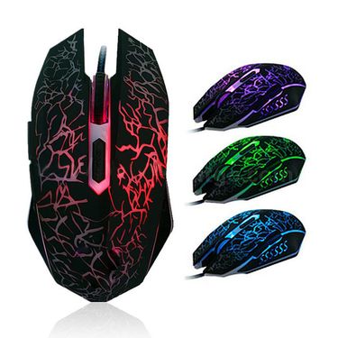 Gaming BJ-01 USB Wired Cracked Light-Up Gaming Mouse With 6 Programmable Buttons, 2400 DPI, Ergonomic Design For PC Gamers_voghion.com