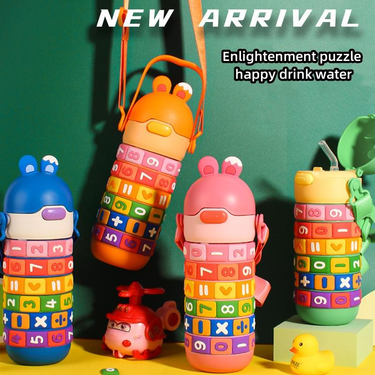 Creative Puzzle Children's Sippy Cup,cartoon Wisdom Food Grade Water Cup,revolving Cup Math Water Bottle,primary School And Kindergarten Water Bottle_voghion.com