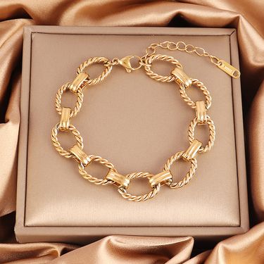 Stainless Steel Women Fashion Punk Gold Plated Non-Fading Thick Chain Bracelet For Men_voghion.com