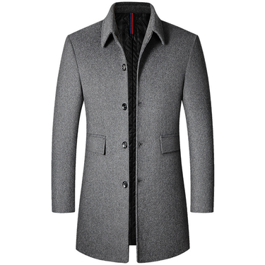 Men's Clothing Woolen Coat Autumn And Winter Mid Length Men's Woolen Coat Middle Aged Men's Lapel Windbreaker Top_voghion.com
