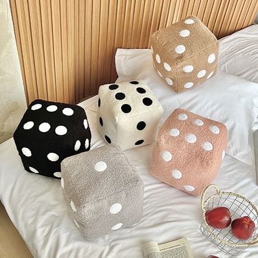 Dice-Shaped Plush Throw Pillow - Fun Decorative Cushion For Sofa/Bed/Floor (Soft & Huggable Minimalist Home Decor 12x12 Inches Machine Washable)_voghion.com