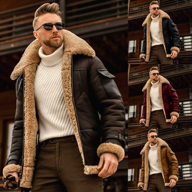 2025 Warm Winter Men's And Wool Integrated Thickened Leather Fleece Jacket_voghion.com