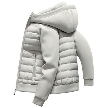 Men's Winter Letter Print Lightweight Quilted Jacket With Hood, Slim Fit Casual Coat For Teens And Young Adults_voghion.com