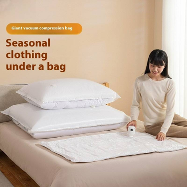 Vacuum Storage Bags - No-Pump Hand Roll Compression Bags For Blankets & Clothes, Pure White_voghion.com