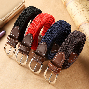 Fashion free perforation-free canvas simple long small belt women's casual elastic braided belt fine belt women's belt_voghion.com