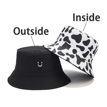 Hot Sale Bocca Cow Pattern Bucket Hat Smile Face Embroidery Double Sides Fisherman Hats For Men Women Panama Cap Summer Sun Hot_voghion.com