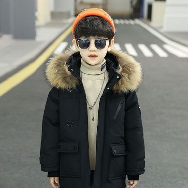 Kids Clothing down jackets plush children's long coats boys' autumn and winter men's cotton coats_voghion.com