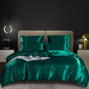 Silky Satin Bedding Sets Solid Color Duvet Cover / Quilt Cover Set Three Piece Set_voghion.com