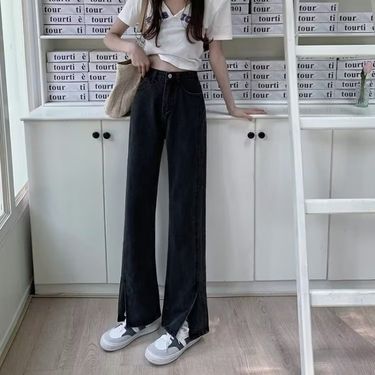 Women's autumn and winter plus size new waisted straight fat MM loose wide leg warm pants high street ins_voghion.com